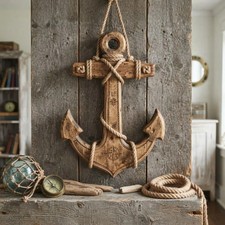 Handcrafted Wooden Anchor Wall Hanging, Rustic Nautical Decor, Large Wood Anchor picture
