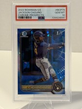 2022 Bowman Sapphire Edition Chrome  Jackson Chourio #BCP-79 (RC) PSA 10 GEM MT picture