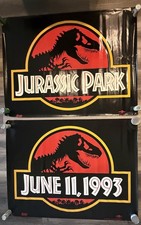 Jurassic Park 1993 Rare Original Theater Vinyl Banner Pair Movie Promo 47inX61in picture