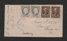 Us 1886 Registered Cover Franked Scott #205-206 In Pairs Uncancelled To Fremont picture