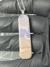 Rare Royal Aztec Lace Agate Pendant Handmade Necklace Stunning Patterns Purple picture