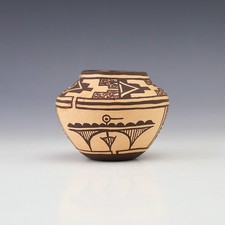 NATIVE AMERICAN ZUNI POTTERY MINATURE OLLA BY KALLEN QUETAWKI picture
