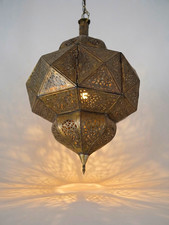 Handmade Moroccan Copper Pendant Light 8-Sided Hanging Lamp Boho Home Decor⁠ picture