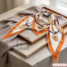 Hermès Women's Staying warm in winter Square silk scarf orange 53*53in picture