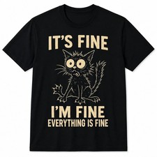Funny Cat Graphic Tee Men Women Weird Crazy Meme Cat T-Shirt Sizes S-5XL picture