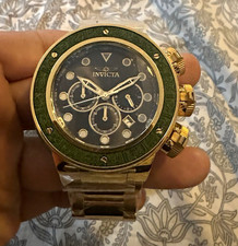 Invicta Subaqua Men’s Quartz Chronograph Date 500m Gold/Green Bezel Watch picture