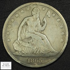 1865 S Seated Liberty Silver Half Dollar 50C - Plugged picture