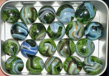 JABO COLLECTOR MARBLES,  *JOKER ULTRA* RUN Collection Tin UV GREENS D.A.S. picture
