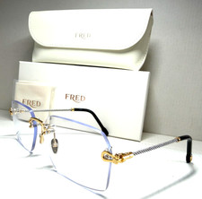 Fred Eyeglasses FG 50075U 032 Rimless Gold /Silver Cable Temples Authentic 61-15 picture