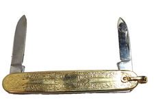 VTG 1983 COLIBRI ANVIL USA 2 BLADES GOLD PLATED ENGRAVED FOLDING POCKET KNIFE picture
