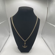 18k solid gold Necklace Anchor Charm Pendant Lobster Clasp 24 in picture