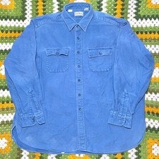 Vintage L.L. Bean Chamois Cloth Shirt Men’s 2XL Blue Flannel Button Made in USA picture