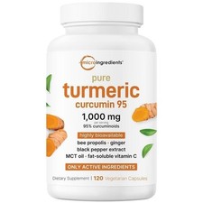 Curcumin Turmeric 95% – 1000mg with Ginger, Black Pepper, MCT – 120 Veggie Caps picture