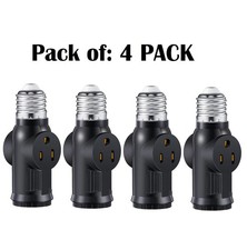 4× E26/E27 Light Socket to Plug Adapter 2/3 Prong Light Bulb Outlet Adapter US picture