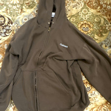 Carhartt Men's L Regular Brown Full Zip Fleece Hoodie w/ Pockets Logo picture