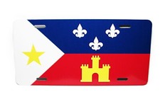ACADIANA FLAG METAL CAR NOVELTY LICENSE PLATE Drapeau de l'Acadie LOUISIANA picture