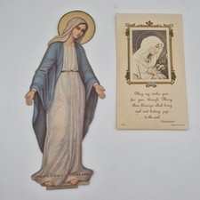 Vintage Antique Religous Catholic Stand Up Die Cut Card 1920s 30s Mary Madonna   picture