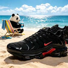 Men's Nike Air Max Plus  Shoes - Black University Red Running Sneaker picture