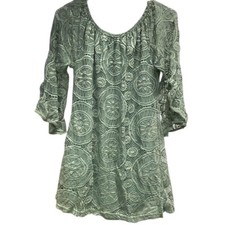 Lildy Full Lace Olive Green Tunic Women's Size M Elastic Neckline NWT picture