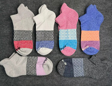 6 Pair Bombas Women's Adults Tri-Block Marl Ankle Sock 6 Color Select Size M picture