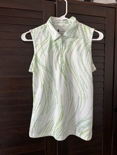 Izod Extreme Function, Cool Fx Woman’s Golf Shirt Small Green & White NWT picture