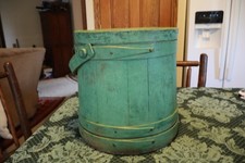 ANTIQUE WOODEN GREEN SUGAR FIRKIN 12