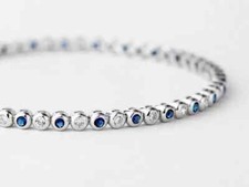 Simulated Sapphire 4.0Ct Round Cut Women's Tennis Bracelet 14K White Gold Plated picture