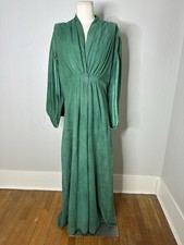 Antique 1930s Genuine Suede Silk Lined Crazy Infinity Sleeve Dress WOW picture