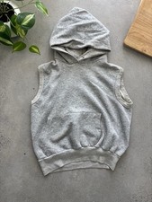 Vintage 1960s Heather Gray Men's S Sleeveless Pullover Fleece Hoodie Pouch picture