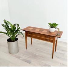 Vintage Lane Mid Century Modern Walnut Burlwood Sofa Table Console Table picture