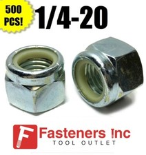 (QtY 500) 1/4-20 Nylon Insert Lock Nuts Nylock Zinc Plated (500 Pieces Total) picture