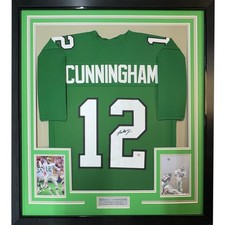 Framed Signed Randall Cunningham 35x39 Philly Green Jersey JSA COA picture