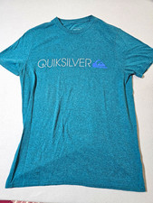 Quiksilver Men’s M Blue Regular Fit Short Sleeve Crew Neck Graphic Logo Tee picture