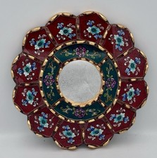 Vintage TUMI Hand Painted Peruvian Cuscajos Round Mirror Wooden Wall Hanging 8” picture