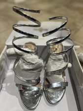 ALDO Spiral Strap Stiletto Strappy Silver Open Toe Heel Women's US 7.5 / EU 38 picture