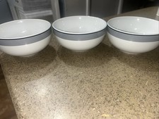 Dansk Bistro Dinnerware Set of 3- 5” Cereal/Fruit Bowls Blue Stripe picture