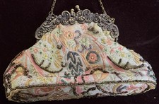 Vintage Bejeweled Crossbody Evening Bag Purse with Metal Reticulated Frame B502 picture