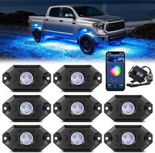 𝐔𝐩𝐠𝐫𝐚𝐝𝐞 8 Pods Full Angle RGB LED Rock Lights Led Underglow Neon Lamp Kit picture