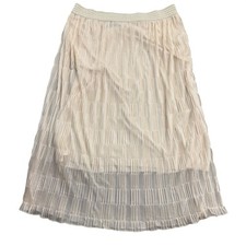 Metrowear Women's VTG Cream Ivory Sheer Pleated Midi Skirt Ballet Boho Fairy Y2k picture
