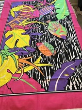 Tandem-Spectrix Neon Pink Tropical Fish Leaves Panels Fabric Remnant 37.5 X 57 picture