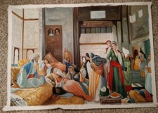 Turkish Oriental original painting, signed, Girls in Harem. 27X19(h) picture