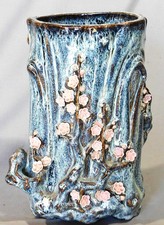 Japanese Meiji Tree Form Vase Plum Blossom Relief Flambe Makuzu Kozan Attributed picture