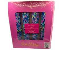 Lilly Pulitzer Hottie Dottie GWP Set of 4 Napkins and Gold Bamboo Napkin Rings picture