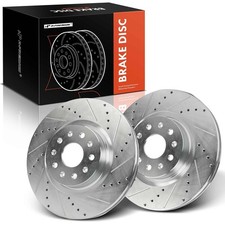 345mm Front Drilled Slotted Rotors Camaro 16-20 22 CTS 14-19 CT5 20-23 CT6 2pc picture