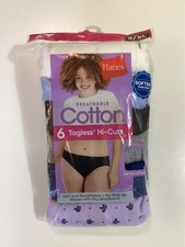 6 Pack HANES  Women’s Breathable Cotton Hi-Cut Panties. Tagless Size 8/XL picture