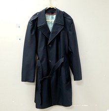 VTG Sears Travel Knit Navy Blue Button Front Trench Coat Men's Sz 46 - No Liner picture