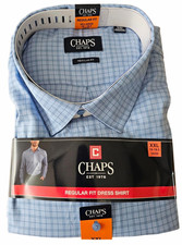 Chaps Men's Regular Fit Button Down Dress Shirt 18.5 x 34/35 Blue XXL / 2XL picture