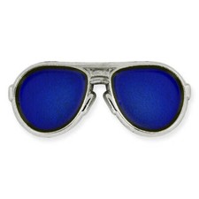 PinMart's Trendy Silver and Blue Lenses Aviators Sunglasses Enamel Lapel Pin picture