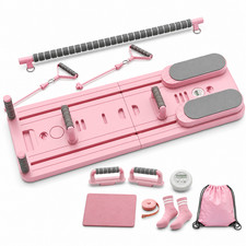 Multifunction Pilates Reformer Board Home Gym Workout Set Accessories Pink picture