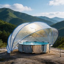16/18FT Retractable Above-Ground Pool Dome Cover, UV/Waterproof Heat Retain PVC picture